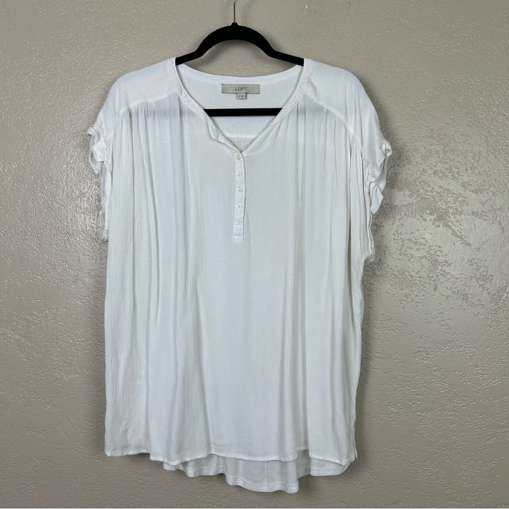 LOFT Women's‎ Ivory Button-Detail Blouse